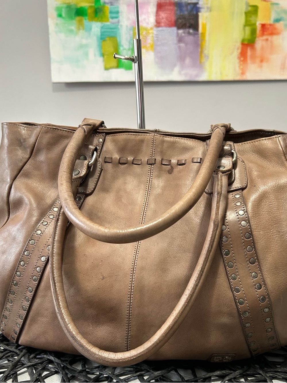 RARE - Bed Stu Leather Studded Geraldin Cobbler Series Shoulder Bag - Picture 7 of 14